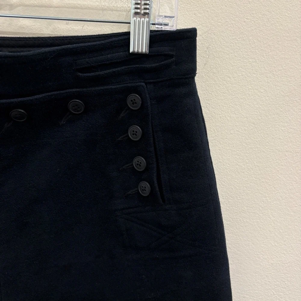 Tory Burch Black Moleskin Cotton Sailor Pants Wide Leg Cuffed 8 Minimal Preppy